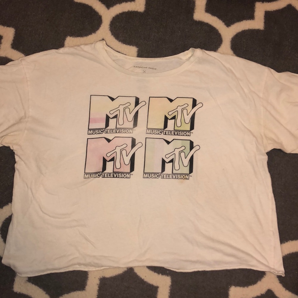 Faded MTV White Crop Top